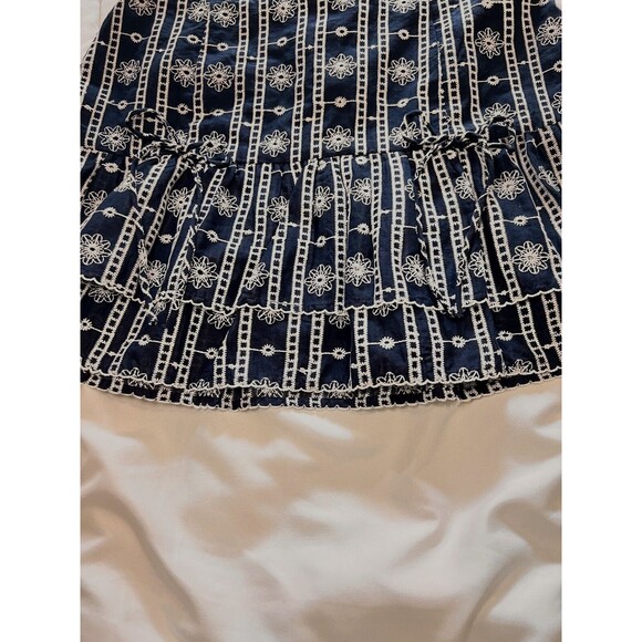 Whiteroom + Cactus Blue White Embroidered Pleated Mini Skirt Bow Size M - Picture 4 of 9